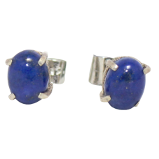 Stud Earrings Silver 925 Sterling Women Natural Lapis Lazuli Gem Stone Handmade Gift E444